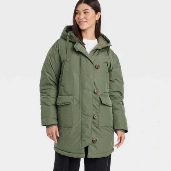 Universal Thread Olive Green Women's Long Parka Jacket Size Large - Picture 1 of 9